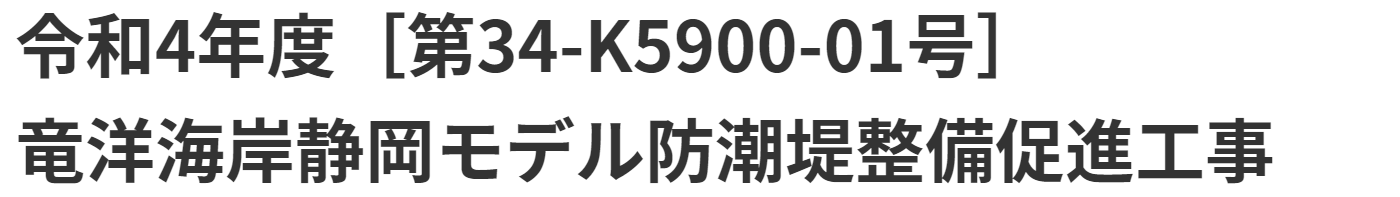 令和4年度［第34-K5900-01号］竜洋海岸静岡モデル防潮堤整備促進工事